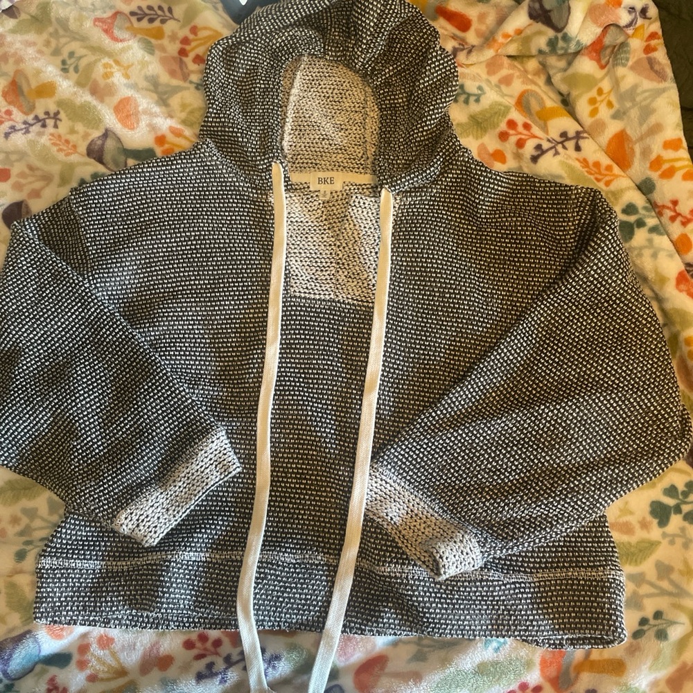 BKE Black and White Hooded Jacket